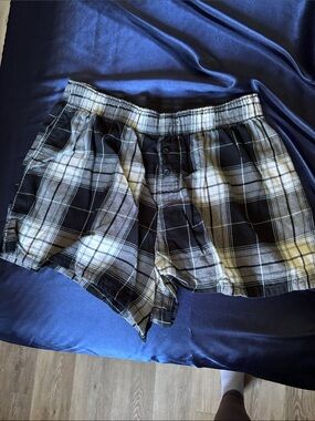 Plaid Cotton Boxer Shorts - Black & White